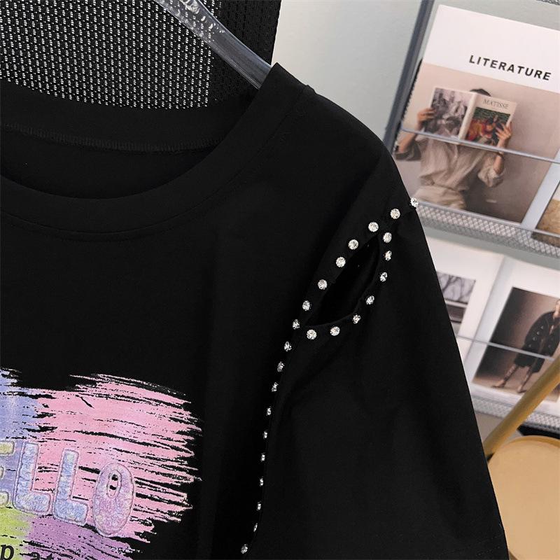 Women's Plus Size Slimming Loose Mid-Length Short-Sleeve T-Shirt (Sizes 200/300/350 jin) - Style 1066