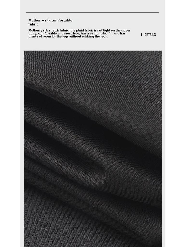 Herren Business Casual Maulbeerseide Hose: Neu, Locker geschnitten, Knitterarm, Elastisch, Dick, Gerades Bein für Herbst/Winter.