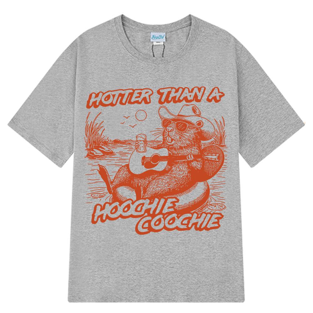 2025 Summer Hotter Than A Hoochie Coochie Cute Beaver Beach 90s Country Music Men Women Vintage Cotton Breathable Tshirts Y2k