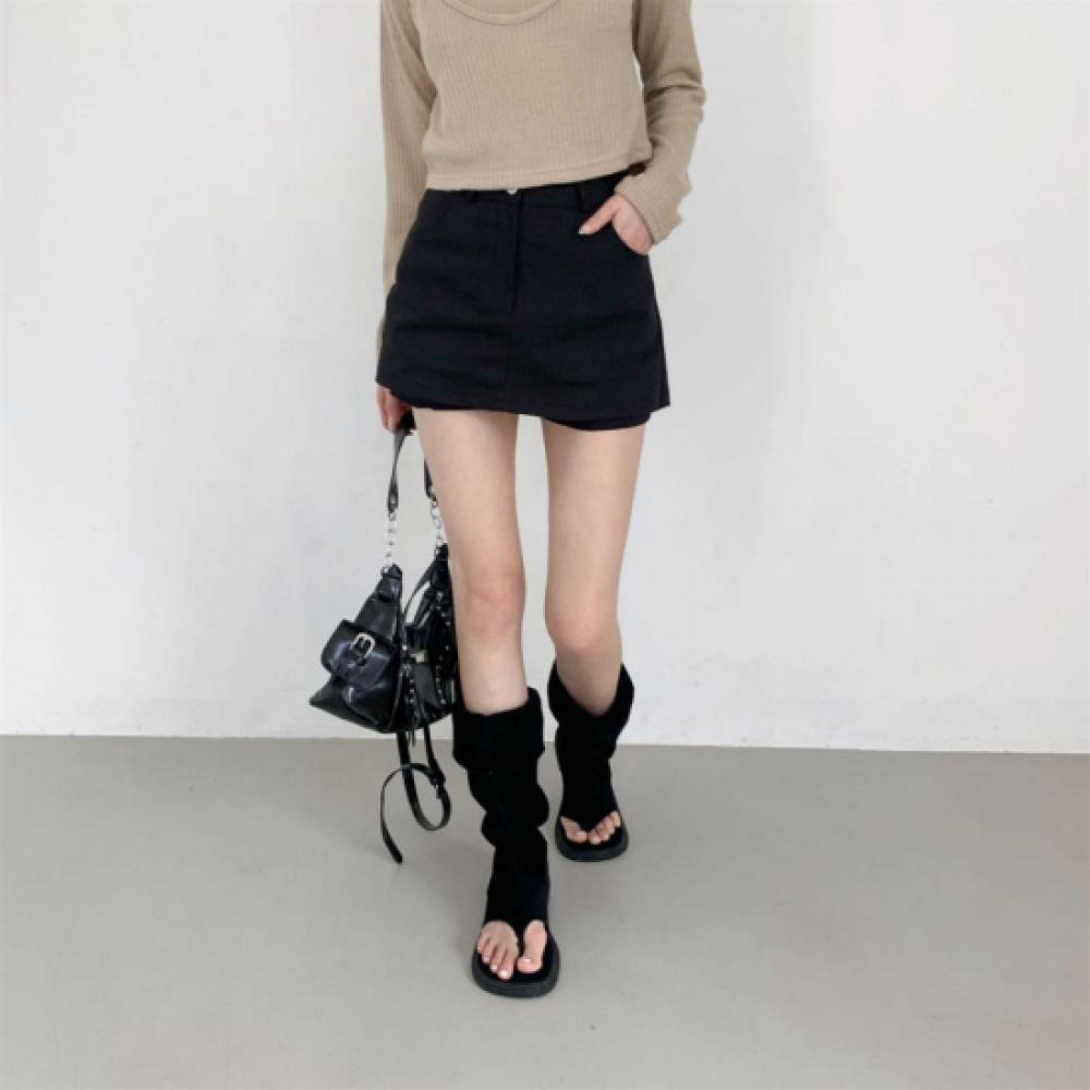 New ArrivalS Open Run Women S Hip Mood Plain Color Cotton Stretch Pocket Skirt