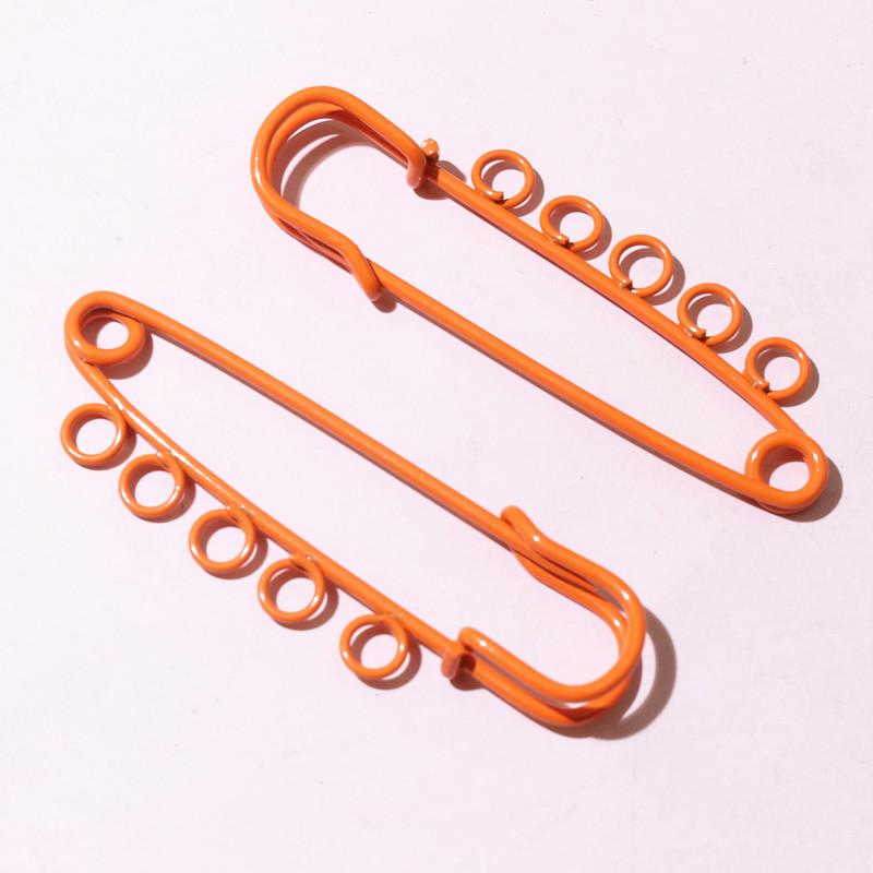 10pcs 50x16mm Safety Pins Brooch Metal Sewing Pins Clothes Pins with 3/5 Loops for Tags DIY Crafts Jewelry Making Findings