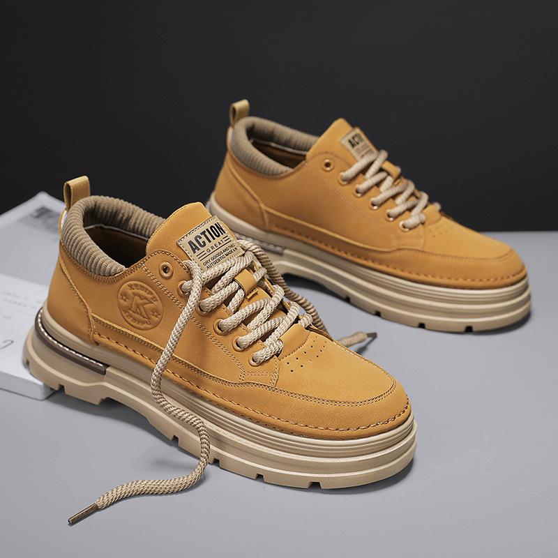 Martin shoes low-top British style ins raw leather shoes autumn and winter leather surface waterproof locomotive board shoes