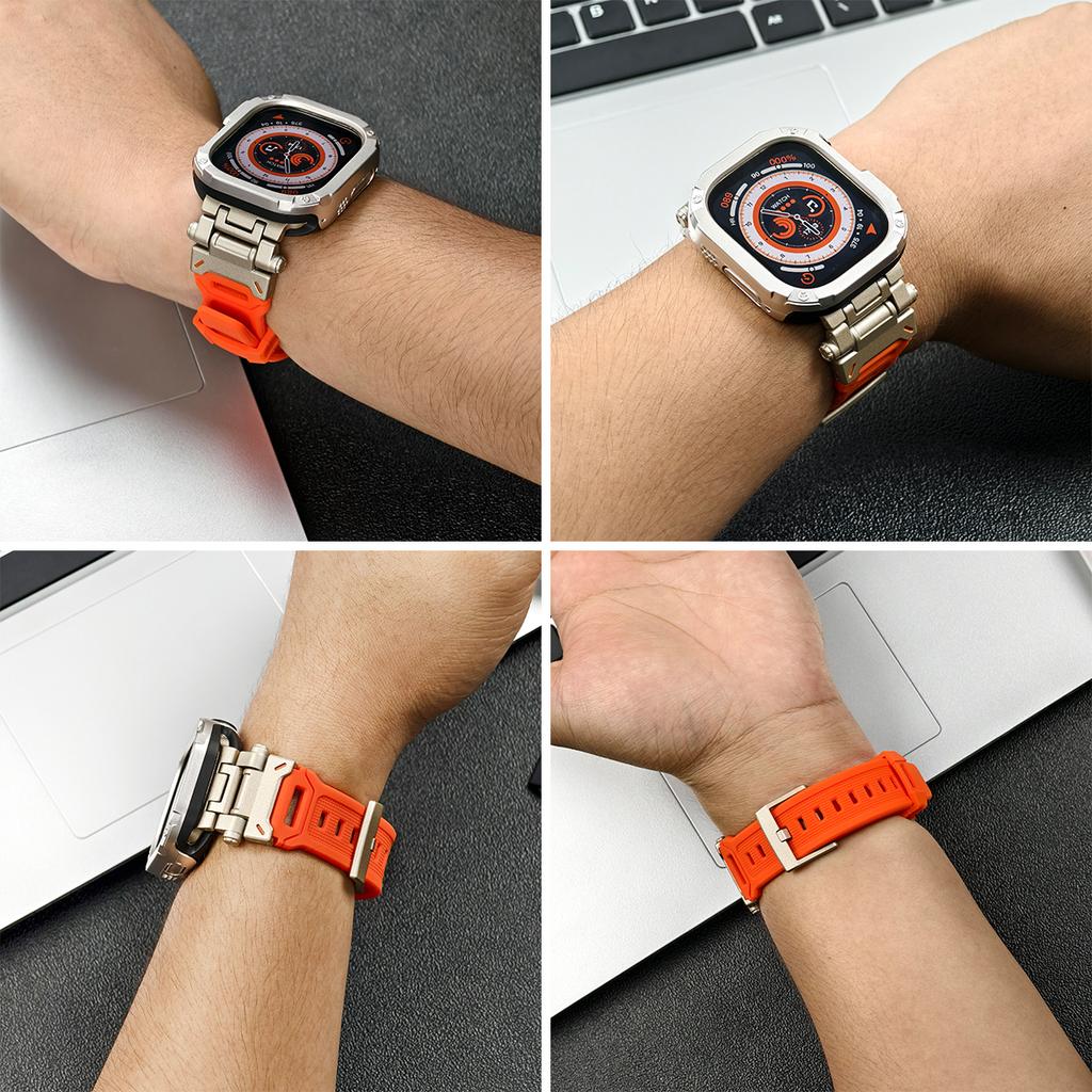 Silicone Band+Case for Apple Watch Ultra2 Strap 49mm 41mm 45mm 40mm 44mm TPU Cover+Sport Bracelet Series 9 8 7 6 SE 5 Wristband