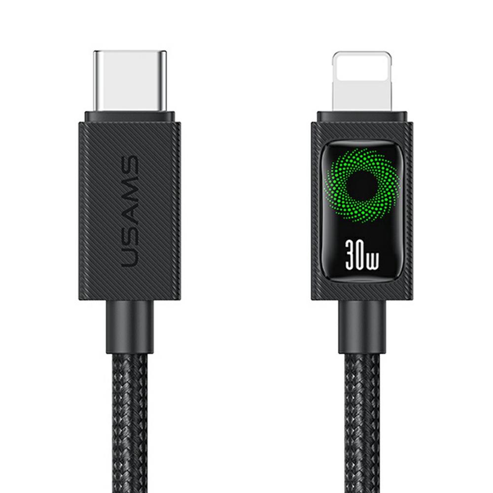 USAMS SJ774 U92 1.2m Type-C to Lightning Cable 30W Fast Charging Data Transfer Cord with LED Light