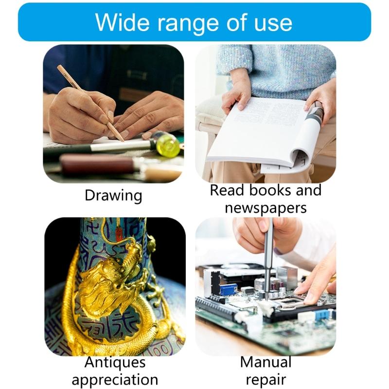 Hands frees Magnification Glass with LED Light Large Lens Rechargeable Magnifying Glass for senior Reading & Hobbyists