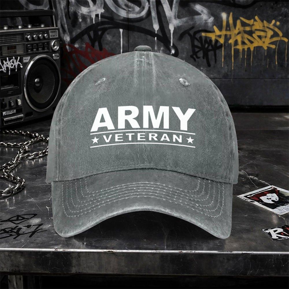 Vintage Washed Baseball Cap For Army Veteran Unisex Duckbill Hat With Hook Loop Closure Lightweight Washed Cap