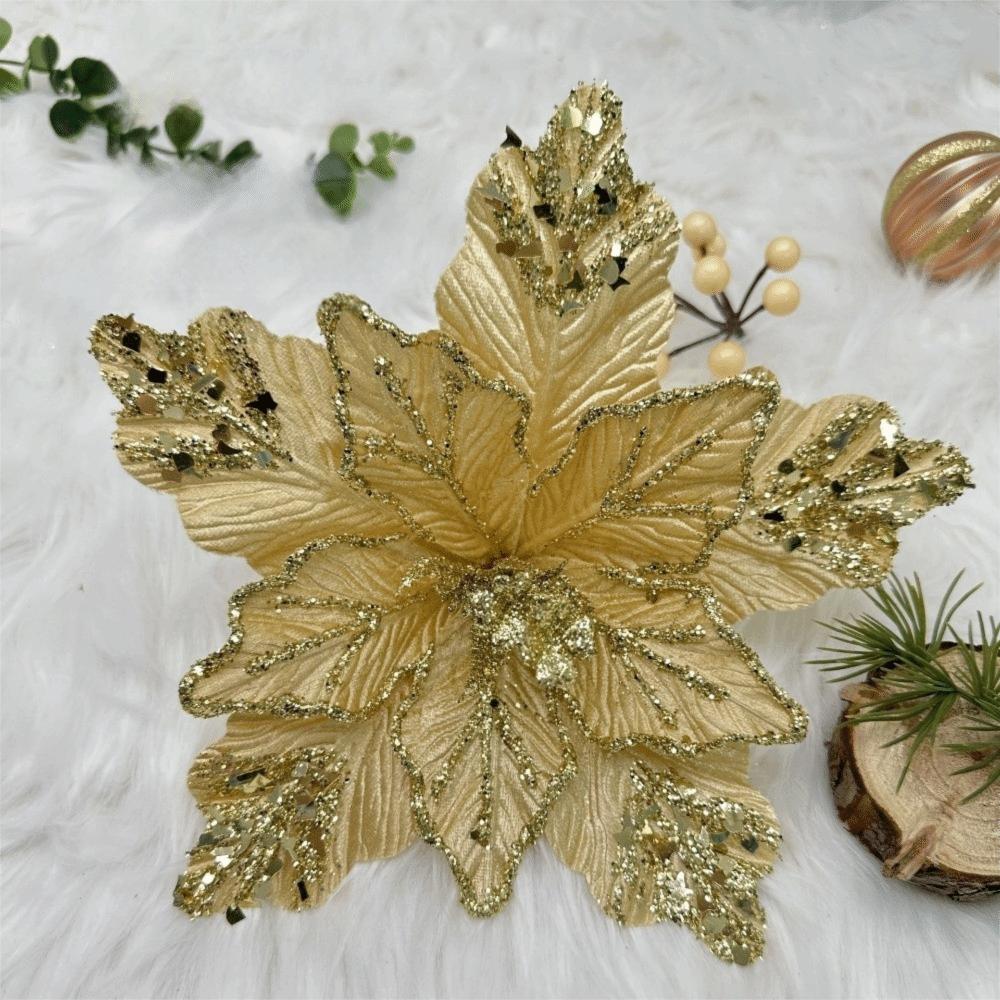 Pailletten Simulation Weihnachtsblume DIY Basteln Glitzer Simulation Blume Flanell 26cm Weihnachten Blumenköpfe Weihnachten
