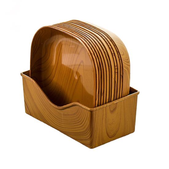 Bone Spitting Dish Imitation Wood Grain Serving Trays Japanese-Style Plastic Fruit Bowl Stackable Salad Tray Kitchen Organizer