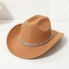 Western cowboy hat color three-dimensional hollow bright diamond handmade casual felt hat travel party festival party jazz hat