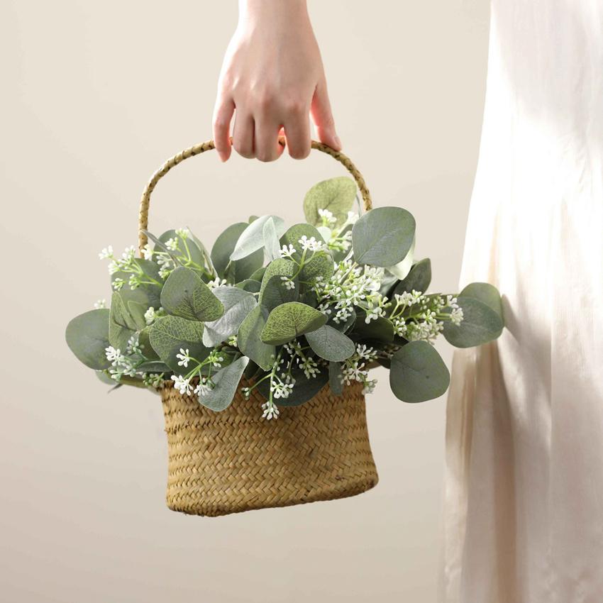 5/15pcs Fake Plants Eucalyptus Leaf Artificial Flowers Basket Vases Home Decor Wedding Bouquets Materials Christmas DIY Gift Box