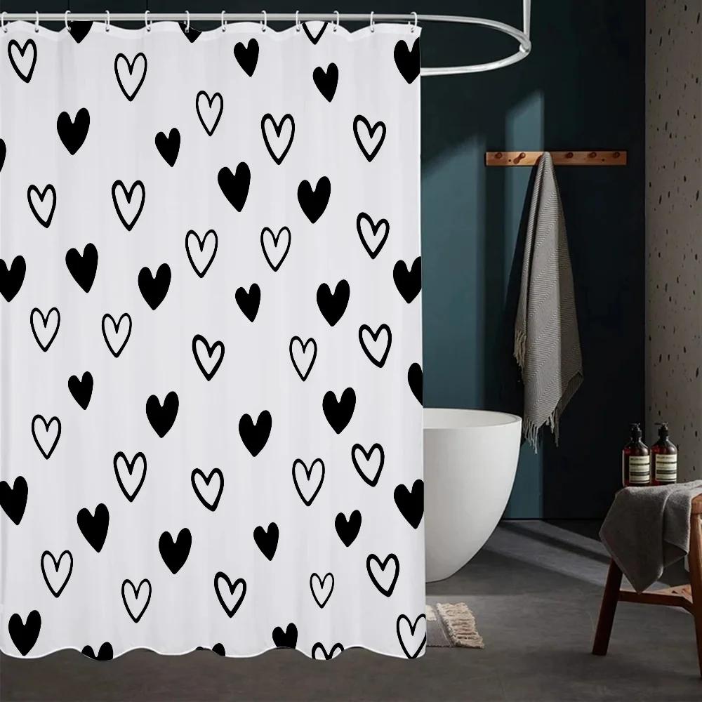 Colorful Heart Shower Curtains in the Bathroom Shower Curtains for the Home Bathroom Accessories Set Folding Partition Curtain