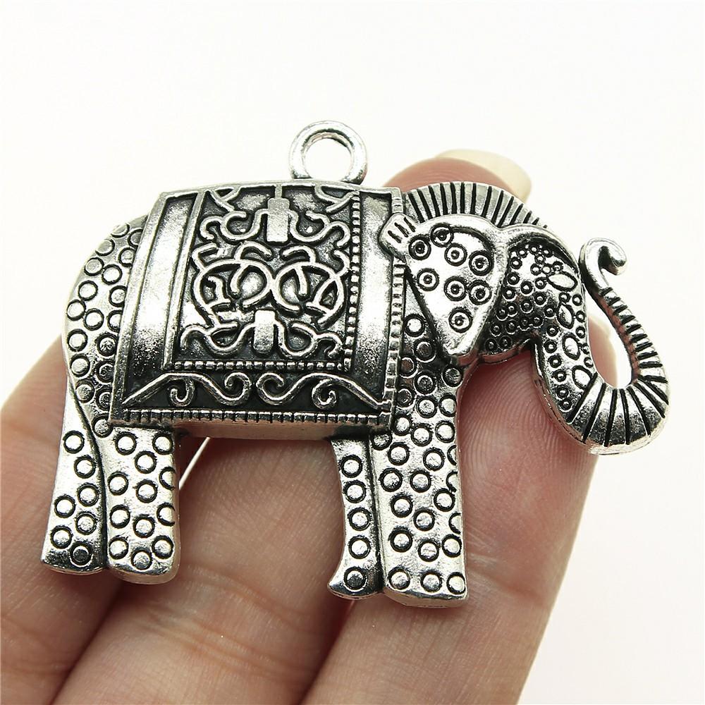 2pcs Charms Big Elephant For Jewelry Making DIY Jewelry Accessories Antique Silver Color Big Elephant Pendant Charms