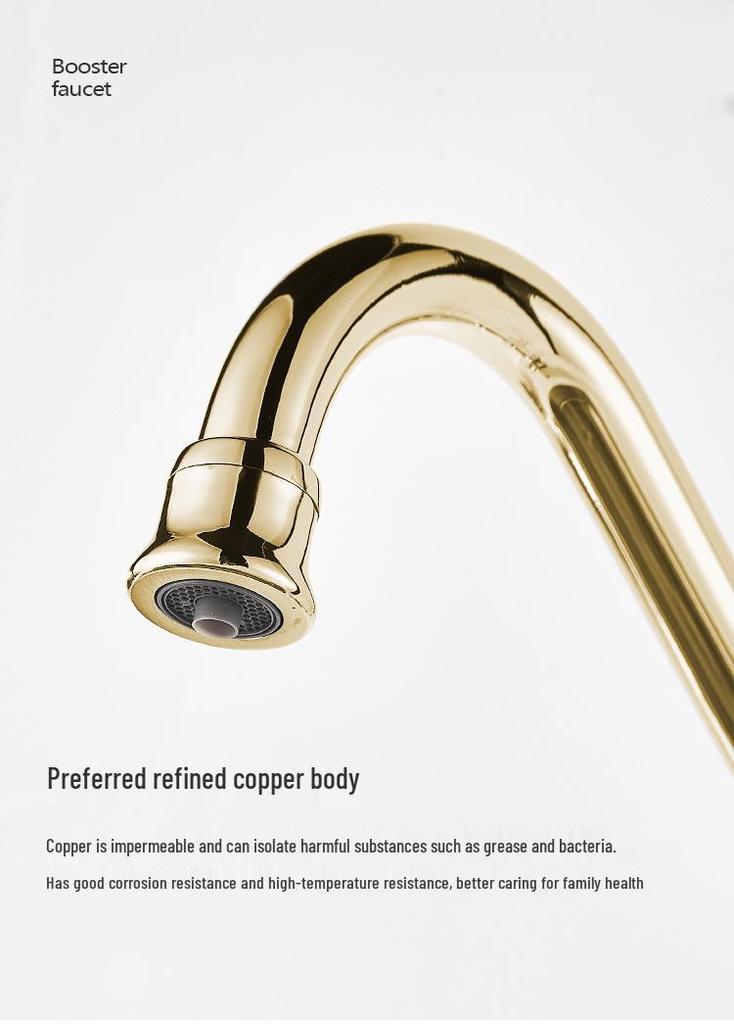 Antique Gold All-Copper 3-in-1 Kitchen Faucet: Hot/Cold Water for Sink & Vegetable Wash Basin, Splash-Proof Design
