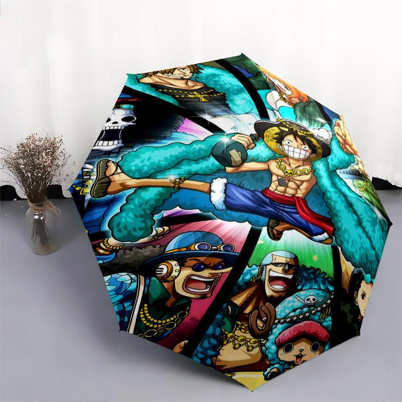 1 PC Automatic Folding Umbrella - Anime One Piece Pattern Portable Foldable Design With 8 Ribs Christmas Birthday Gifts