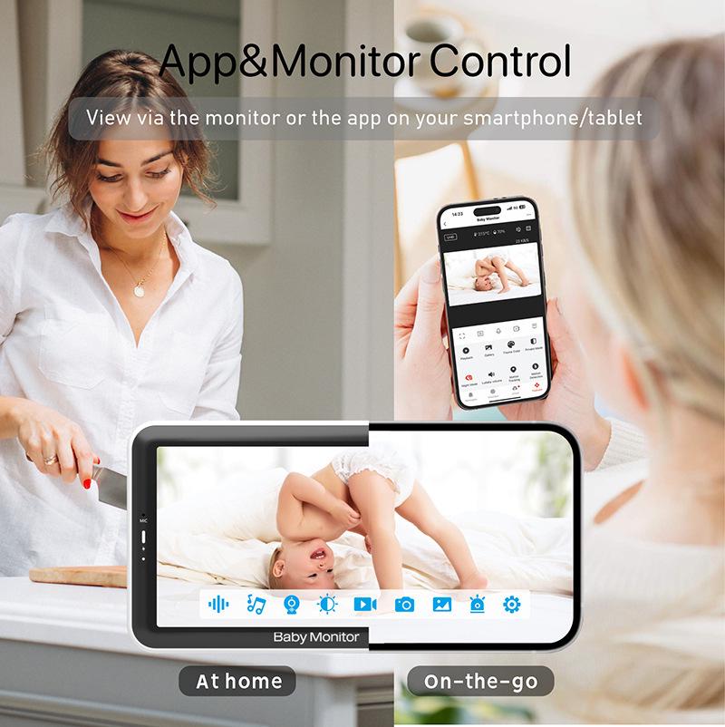 HD 5-Inch Wireless Baby Monitor with WiFi, Two-Way Talk, Night Vision, and Tuya Remote Monitoring