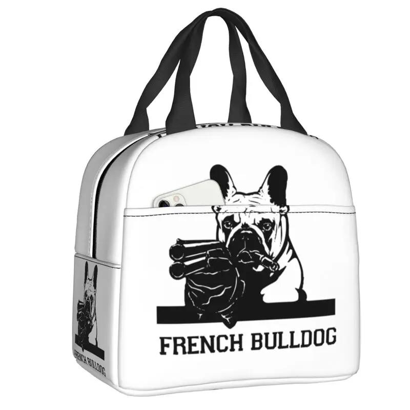 Cute Frenchie Dog Lover Resuable Lunch Box for Women Leakproof French Bulldog Cooler Thermal Food Insulated Lunch Bag School