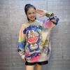 European & American Fashion Mink Velvet Sweater - Hot Drilled Large Size Doraemon Loose Casual Thick Knit Top for Women