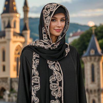 190*65Cm Long Pattern Paisley Embroidery Women Hijab Moslem Outdoor Ventilation Shawl Scarf For Women Headband