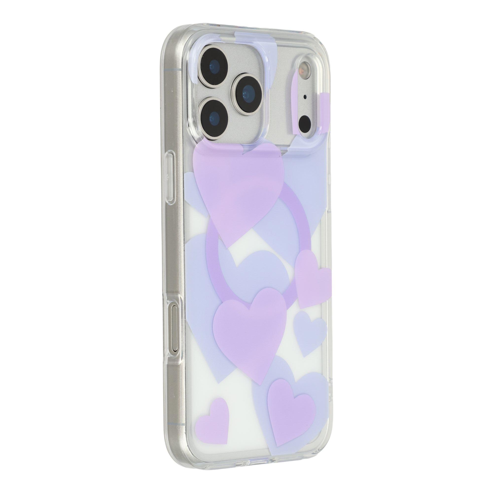 

For iPhone 17 Pro Max Case Heart Pattern TPU + PC Protective Phone Cover Compatible with MagSafe