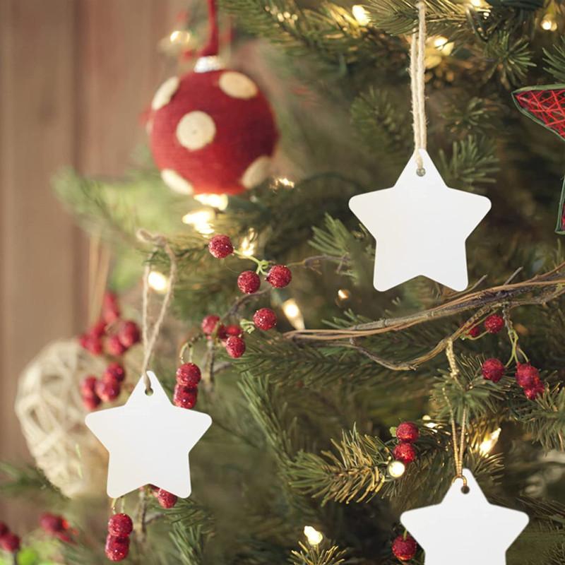 100 szt. Etykieta w kształcie gwiazdy z papieru kraft z jutowym sznurkiem Pusta etykieta Prezent do pieczenia na Boże Narodzenie, ślub, urodziny