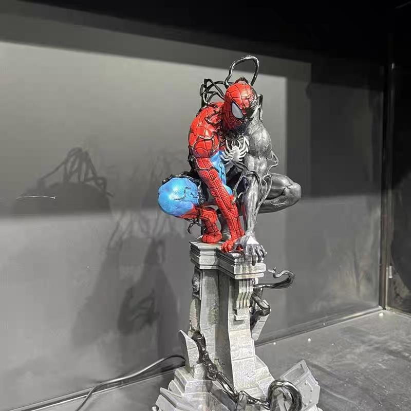 In Stock Spider Man Venom Symbiosis Anime Figures Gk Luminous Model Statue Surrounding Male Toys Ornament Doll Birthday Gifts Kid Friendly