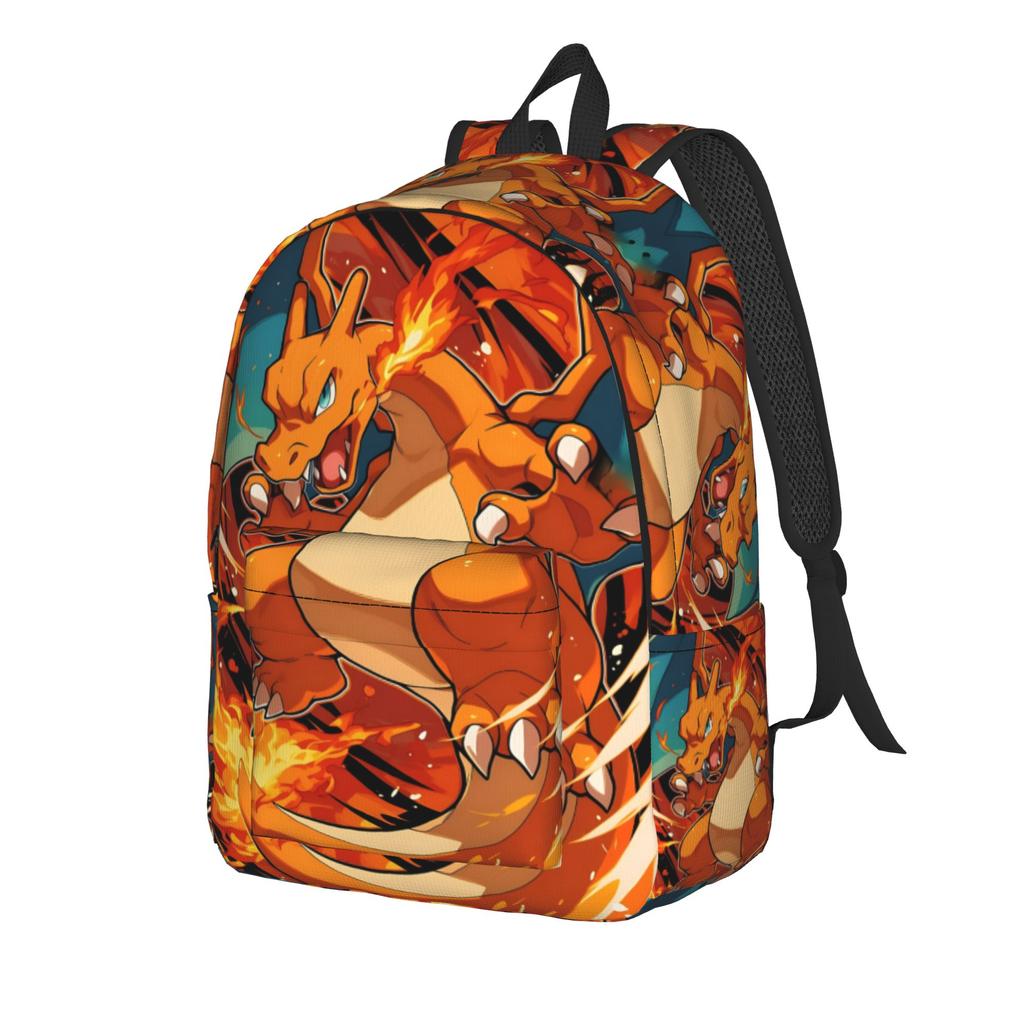 Fashion Pokemon Backpack Charizard Mochilas Kawaii Hiking Zipper Closure Rucksack