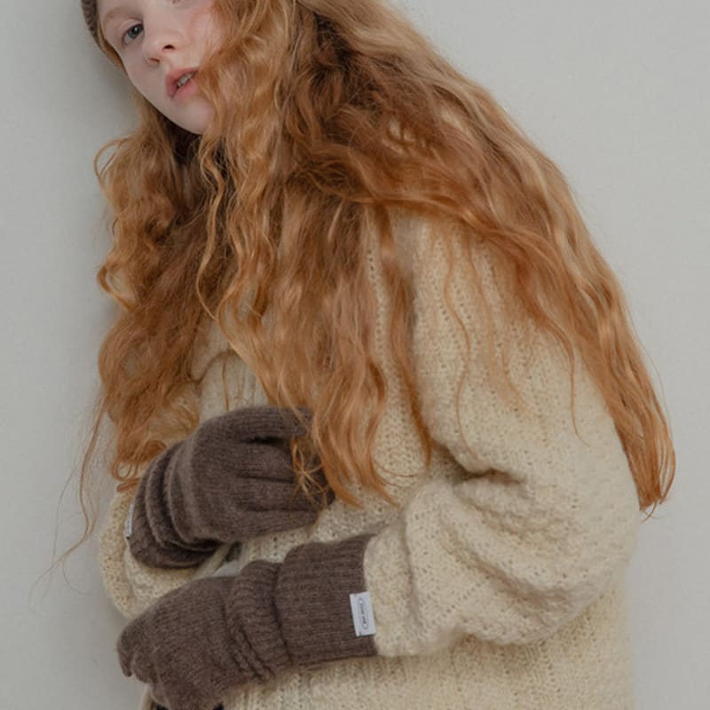 mellotory 100% cashmere lip line gloves (deep brown)