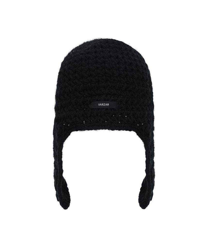 Bajal Varzar Label Crochet Knit Hat Black