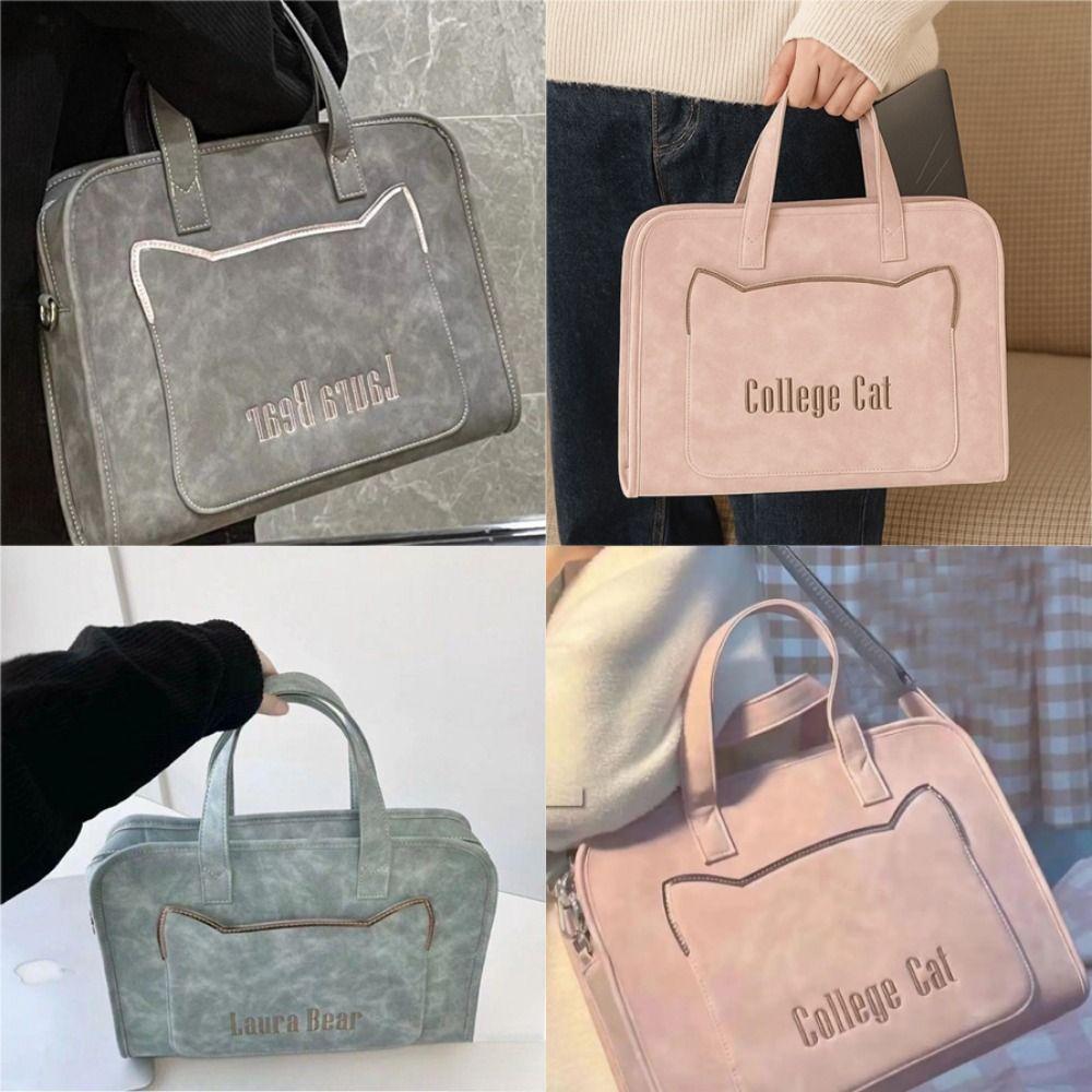Tablet Carring Case Portable Laptop Sleeve Large Capacity PU Leather Computer Handbag with Straps Shockproof Laptop Bag Office