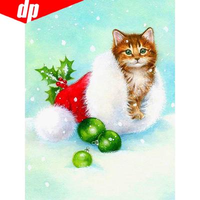 Vánoční Diamond výšivka Cat 5D DIY Diamond Paint Full Drill Obrázek drahokamu