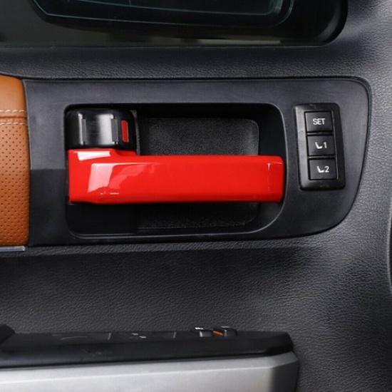 4× Red ABS Interior Door Handle Panel Cover Trim Kit For Toyota Tundra 2007-