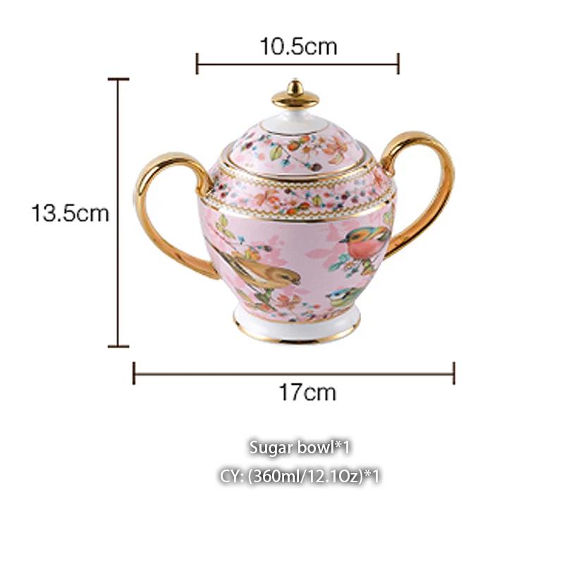 Pink Bird Bone China Coffee Set Porcelain Tea Set Advanced Ceramic Pot Mug Sugar Bowl Creamer Teapot Milk Jug Teaset Tea Cup Set