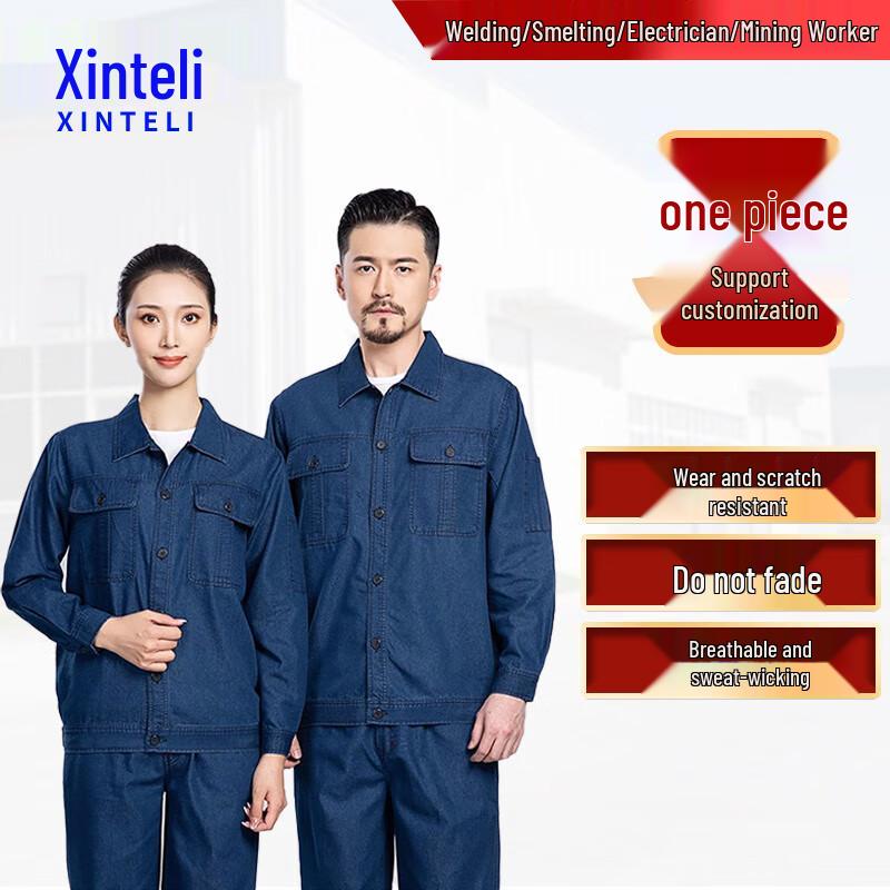 Men s Denim Workwear Set - Long Sleeve Summer Thin Anti-Scald 2XL
