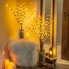 PEIDUO Lighted Brown Branches with Timer, 30Inch 3PK 60 LED Pathway Lights, Willow Branch Lights for Home Decorations Indoor Apartment Outdoor Stake