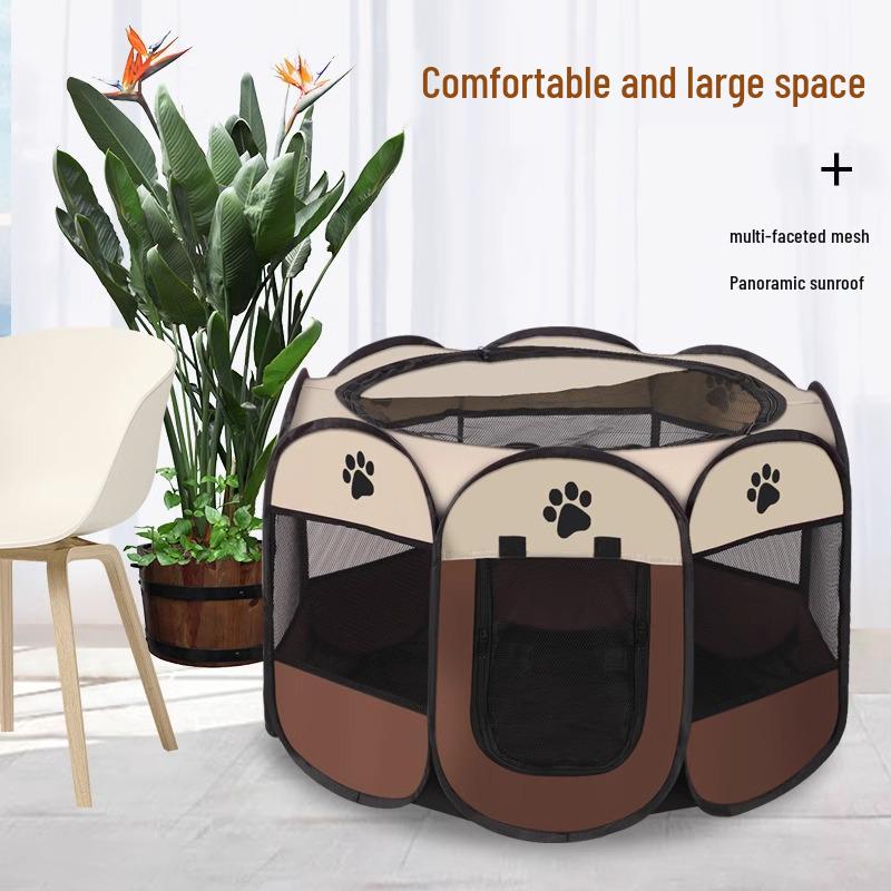 Blue Octagon Pet Playpen: Indoor Safety Gate, Cat Bed & Portable Folding Cage