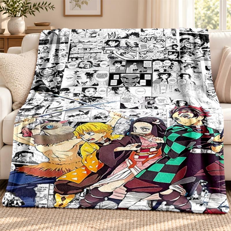 Akaza Demon Slayer blanket Flannel Blanket Soft Cozy Plush Throw for Sofa Bed Lightweight Home Decoration Outdoor camping