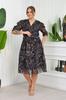 Women's Big Size Dress Plus Size Marble Patterned Chiffon Dress