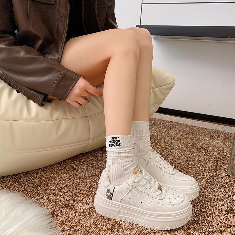 Platform white shoes women's new summer and autumn versatile inner height increase sports and leisure muffin board shoes