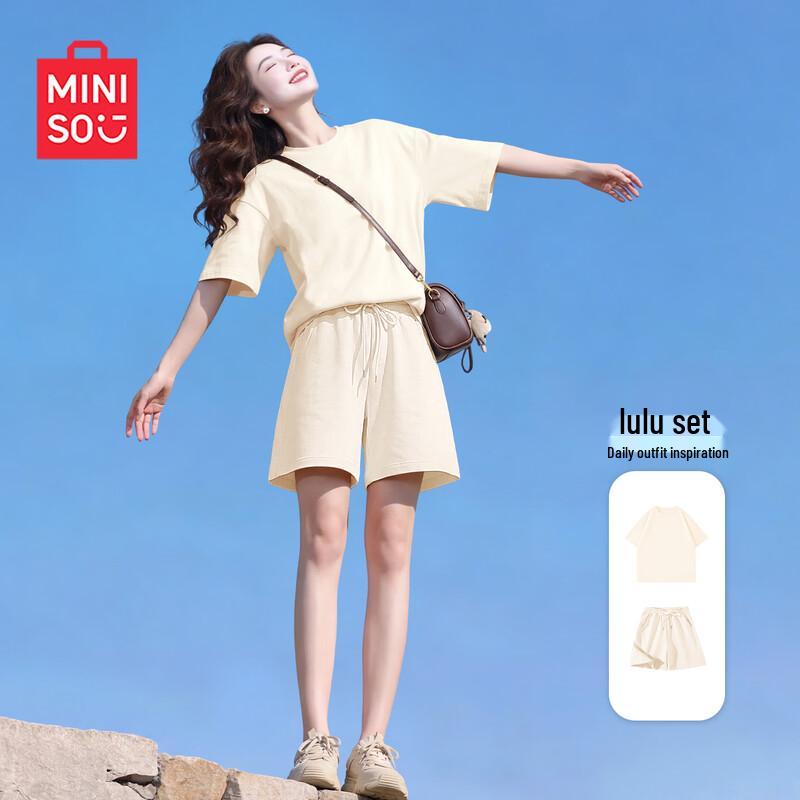 Женский летний спортивный костюм MINISO с коротким рукавом и шортами XL