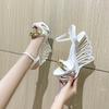 2025 Special-Shaped Metal Buckle High Heels Thick Heel High Heel Waterproof Table Hate Sky High Sandals Wedges Shoes For Women