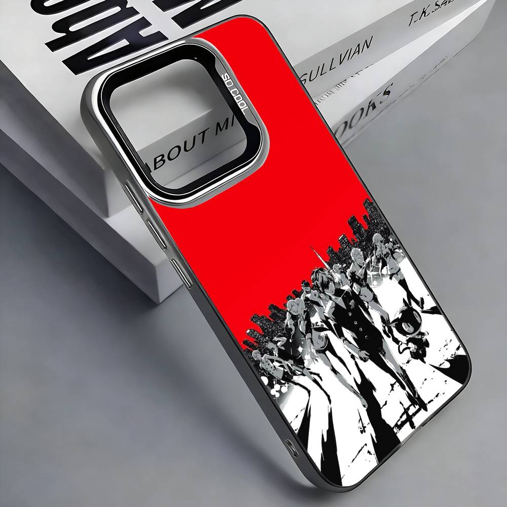 P-Persona 5 Anime Phone Case For iPhone 17, 16,15,14,13,12,11 Plus,Pro Max, Colorful Silver Funda Cover