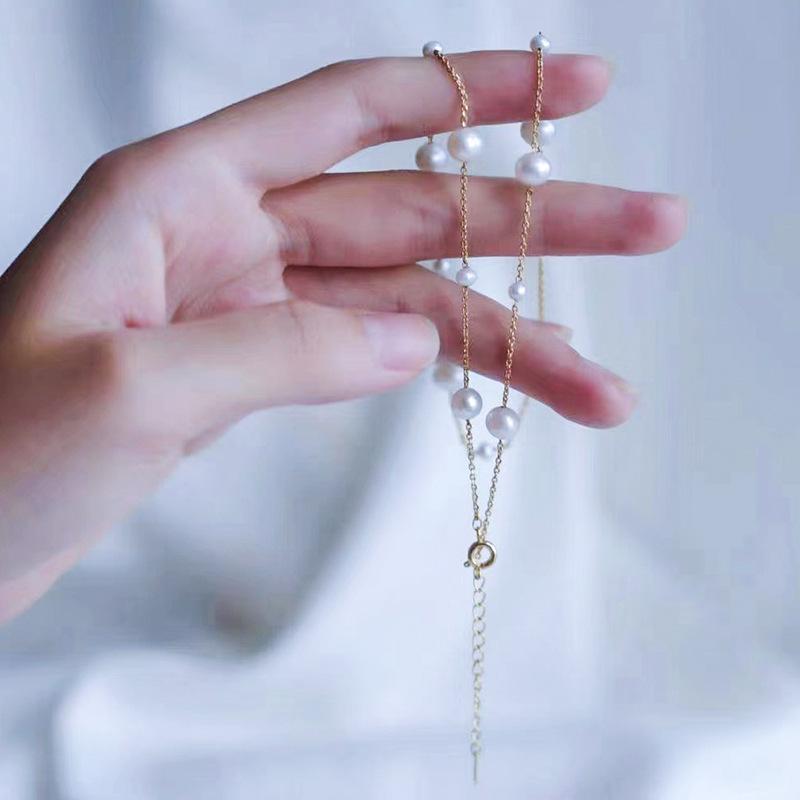 French light luxury natural freshwater pearl necklace female niche design sense retro pearl gypsy star necklace ins style