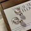 Vintage Metal Gold Color Smooth Ball Drop Earrings For Women Girl Minimalist Stainless Steel Hoop Earrings Jewelry Gifts