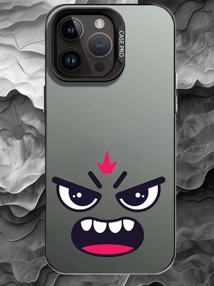 C-Cartoon expression Phone Case For iPhone 17 16 15 14 13 12 11 Pro Max Plus Silver Matte Black Cover