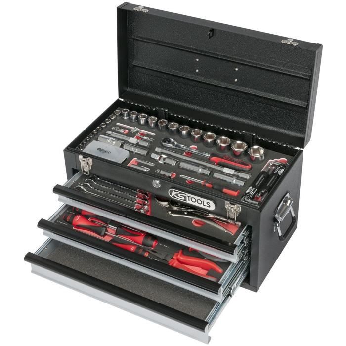 Coffre à outils ULTIMATE équipé - 3 tiroirs et plateau - 114 pcs , KS Tools , 922.0100