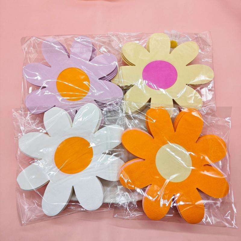 20Pcs/Set White Daisy Flower Paper Napkins Party Disposable Tissues Towel Baby Shower Wedding Decoration