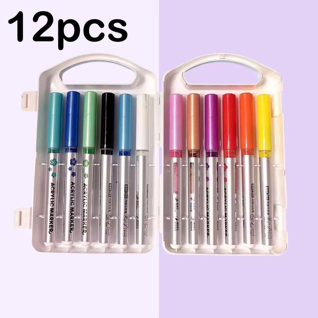 Soft Brush Tip Liquid Acrylic Markers 12/18/36 Colors Non-Bleeding Layerable Paint Pens for Rocks Canvas Fabric Glass Wood Craft