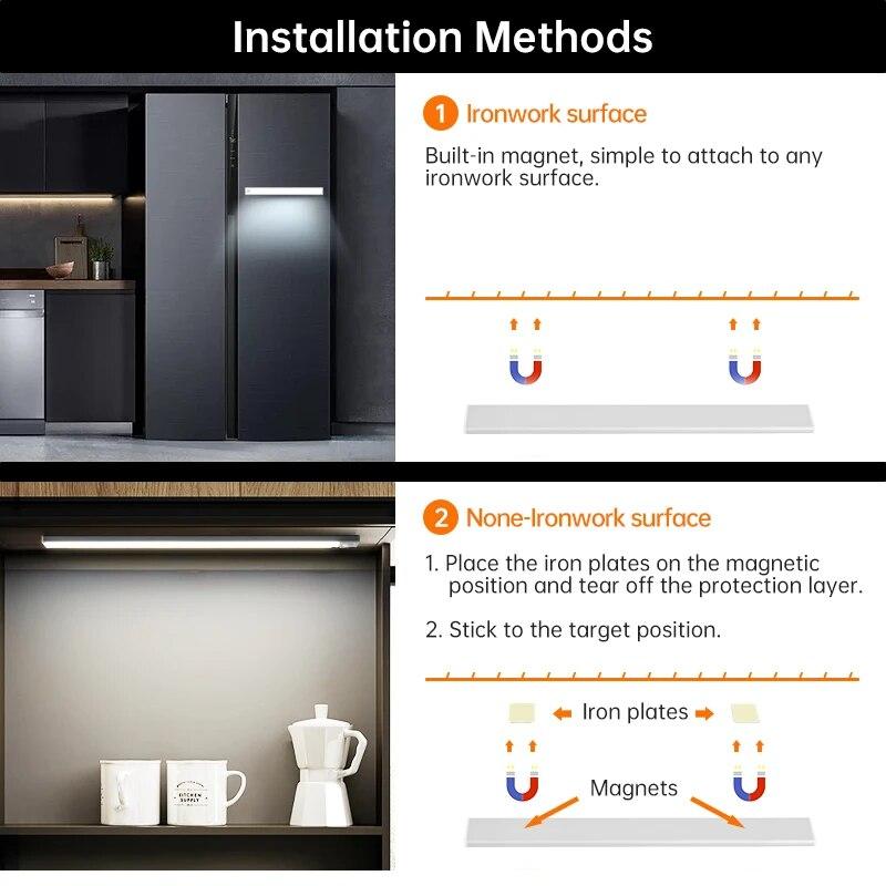 LED Motion Ultra Thin Sensor Nachtlicht Stufenloses Dimmen Kabelloses USB Unter Fernbedienung Schrank Lichter