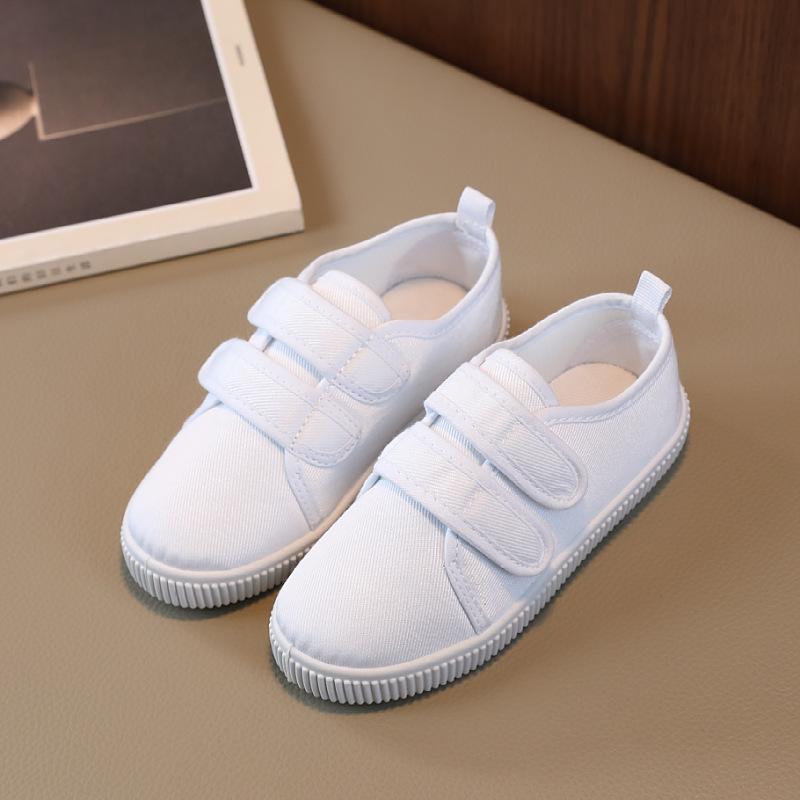 Spring new children's performance little white shoes canvas shoes kindergarten indoor dance shoes men's and women's same Velcro