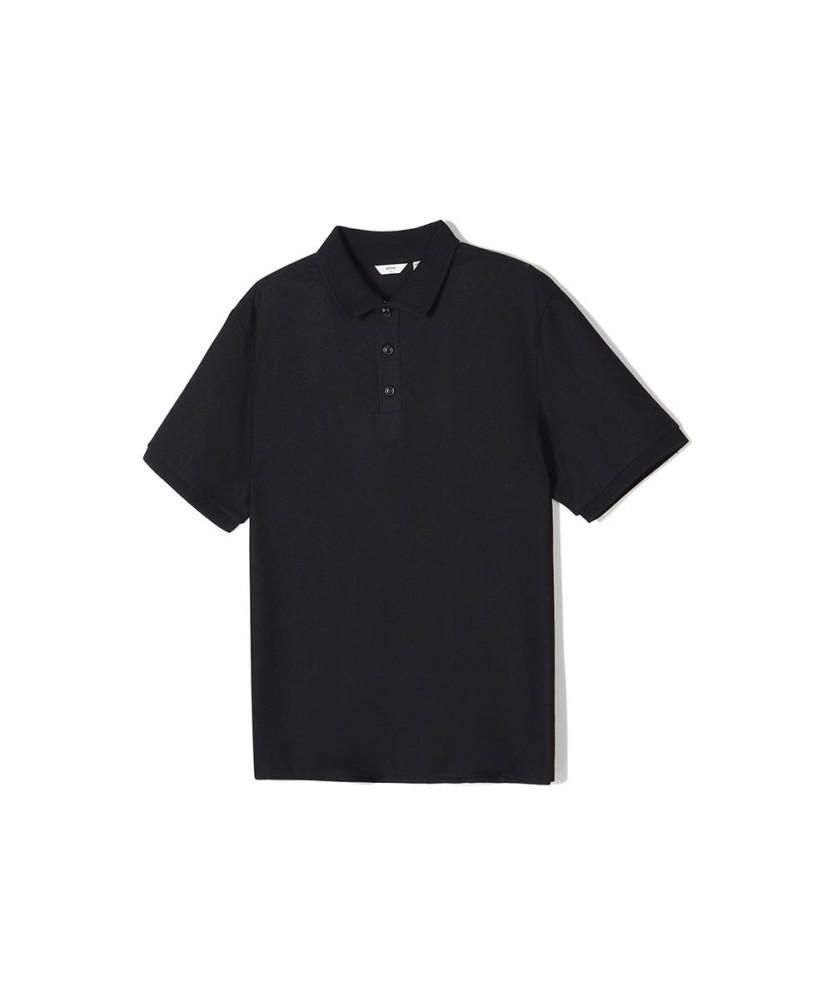 NOTIG Cool Touch Rib Modification Short Sleeve Polo Shirt Black_Ols1T1Ts103K1